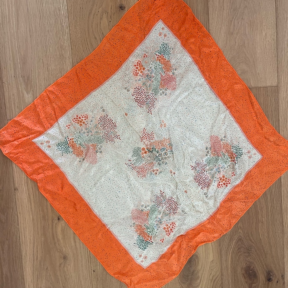 Orange and White Floral Scarf